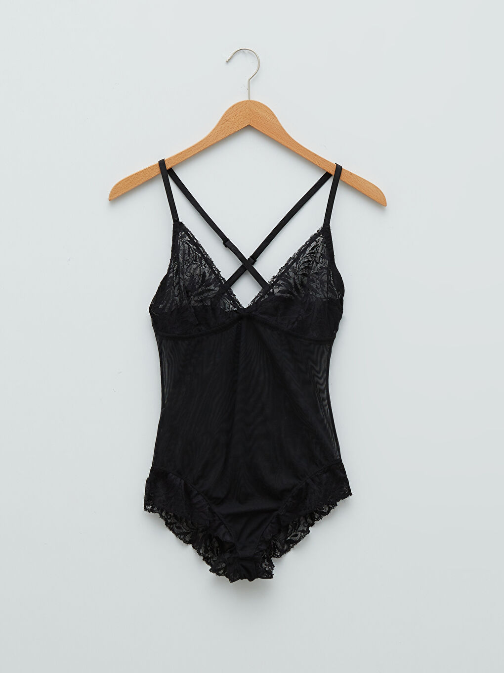 LCW DREAM Siyah V Yaka Dantelli Babydoll