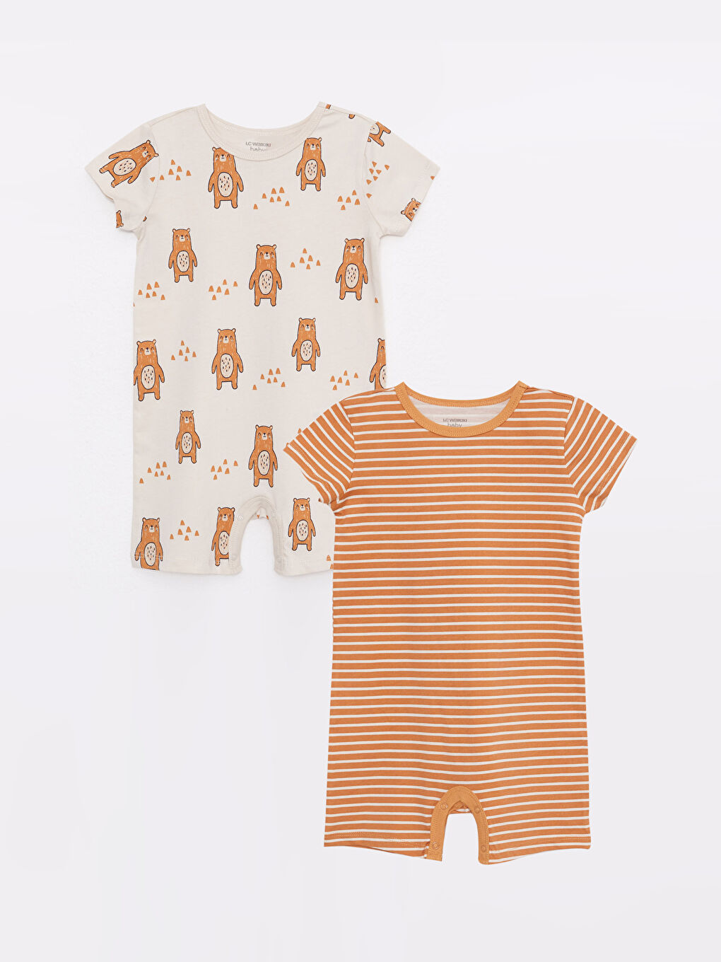 Crew Neck Short Sleeve Cotton Baby Boy Jumpsuit 2 Pieces