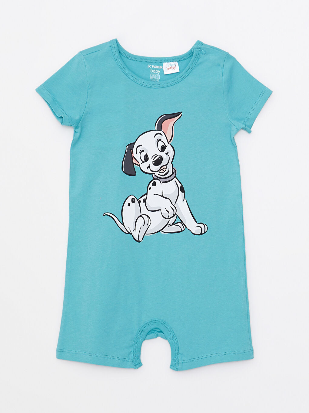 Bisiklet Yaka Kısa Kollu 101 Dalmaçyalı Pamuklu Erkek Bebek Tulum 2'li-1