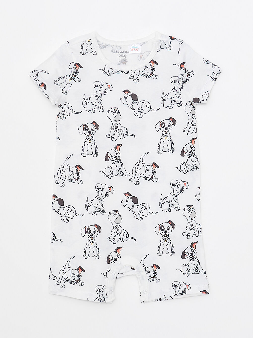 Bisiklet Yaka Kısa Kollu 101 Dalmaçyalı Pamuklu Erkek Bebek Tulum 2'li-3
