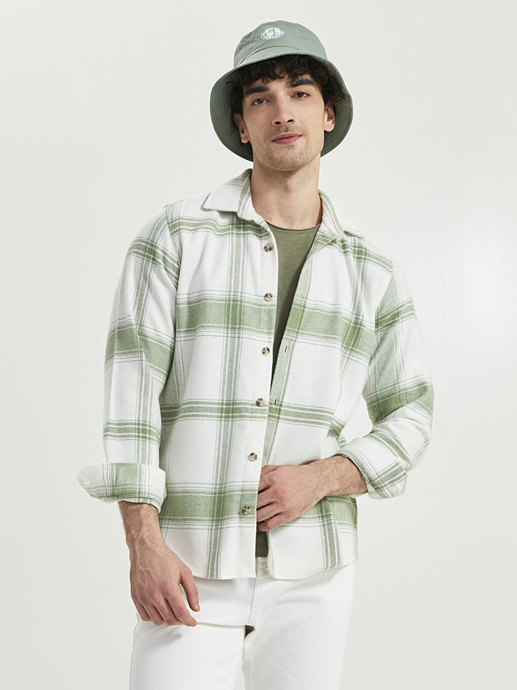 قبعة دلو مطبوعة للرجال-1