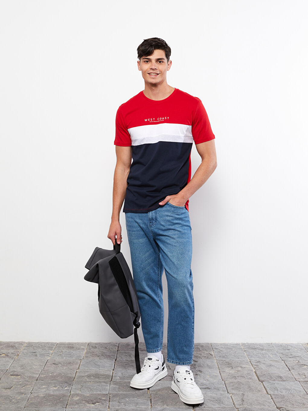 Crew Neck Short Sleeve Color Block Jersey Men's T-Shirt