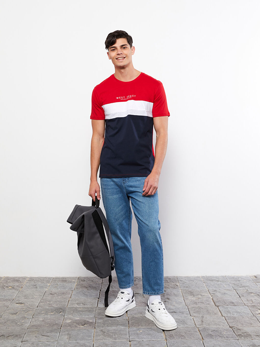 Crew Neck Short Sleeve Color Block Jersey Men's T-Shirt-1