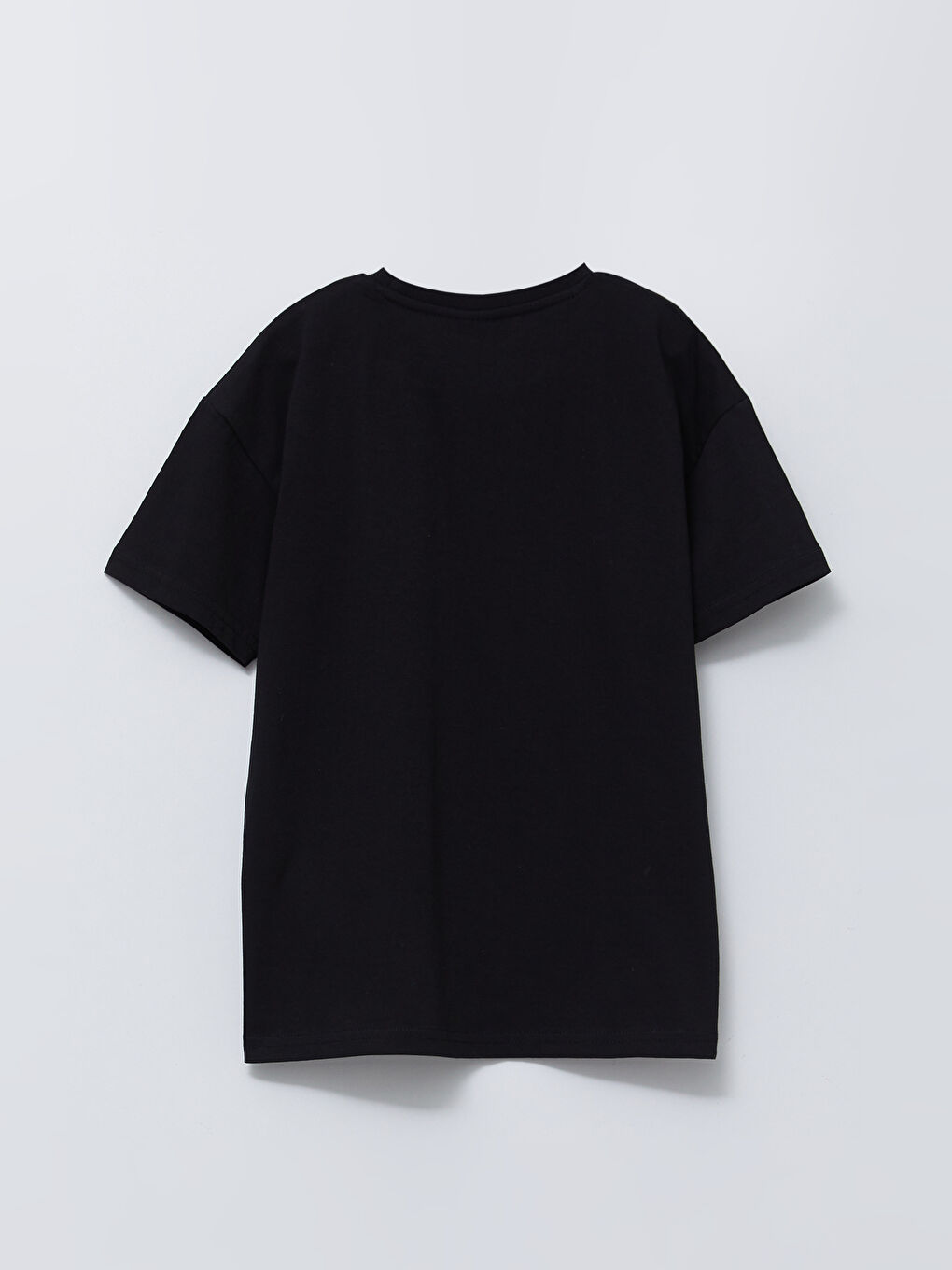 Siyah Bisiklet Yaka Baskılı Kısa Kollu Pamuklu Erkek Çocuk Tişört-1