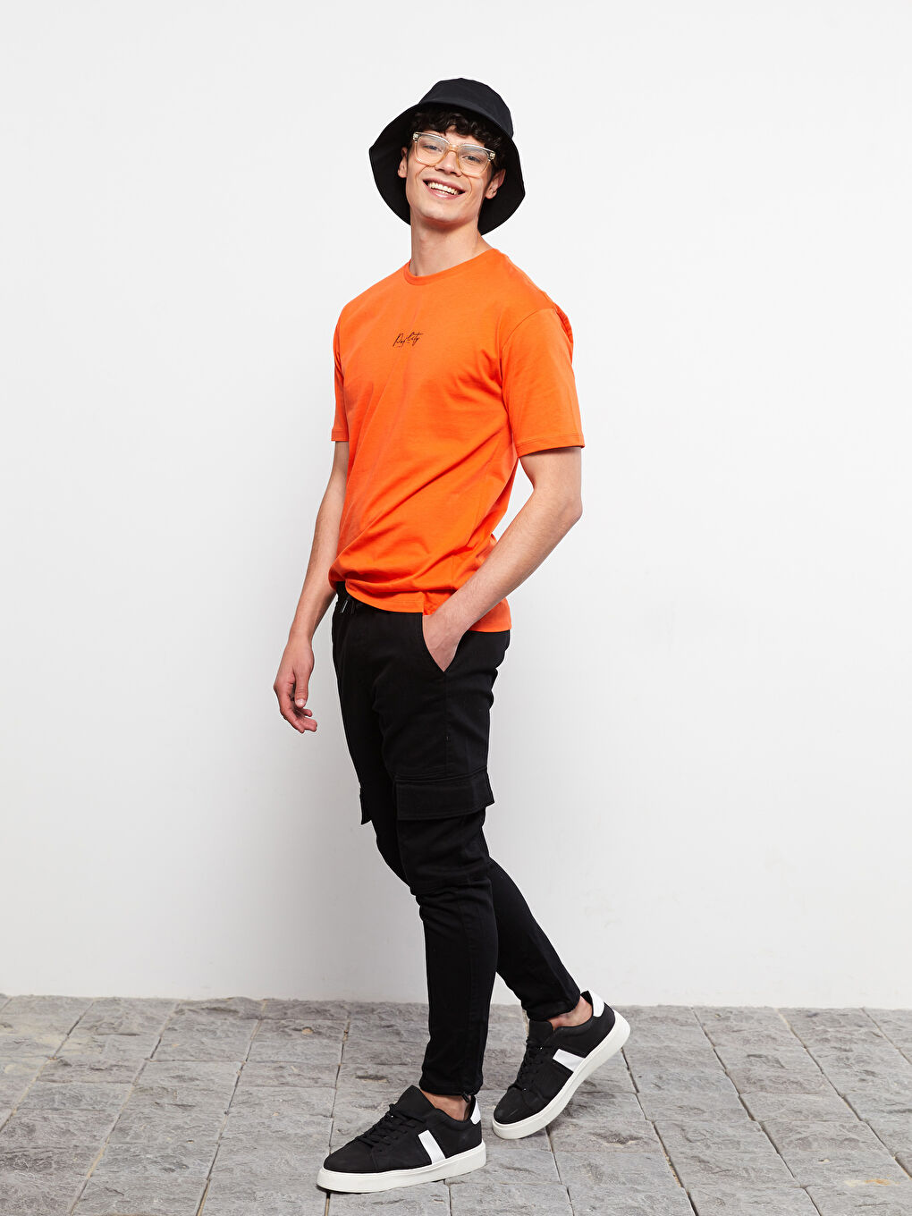 Siyah Slim Fit Erkek Kargo Pantolon-1