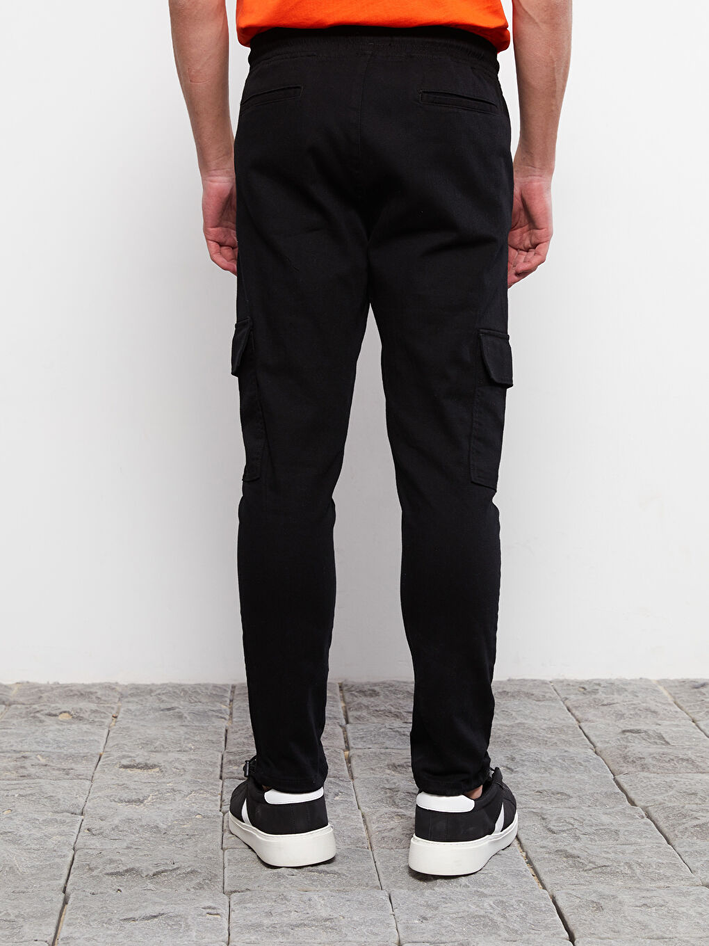 Siyah Slim Fit Erkek Kargo Pantolon-4