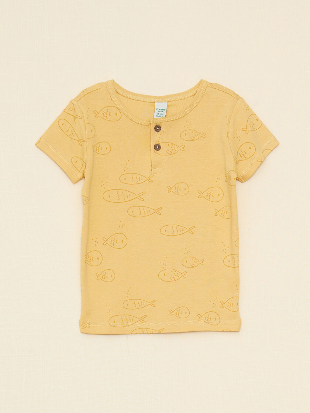 Sarı Bisiklet Yaka Kısa Kollu Baskılı Erkek Bebek Pijama Takımı-1