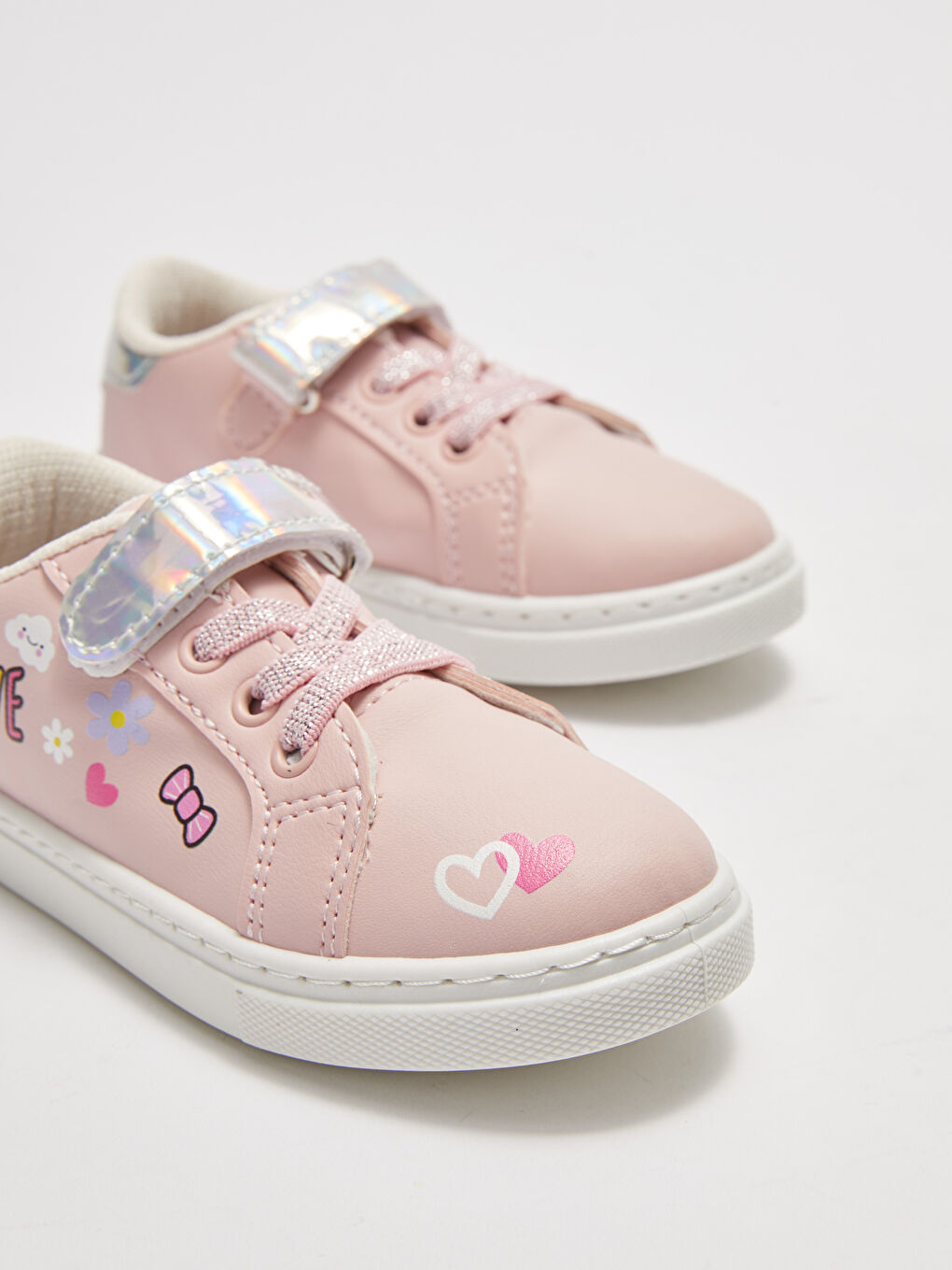 أحذية رياضية بناتي رضع برباط وطبعة دانتيل وإغلاق فيلكرو-2