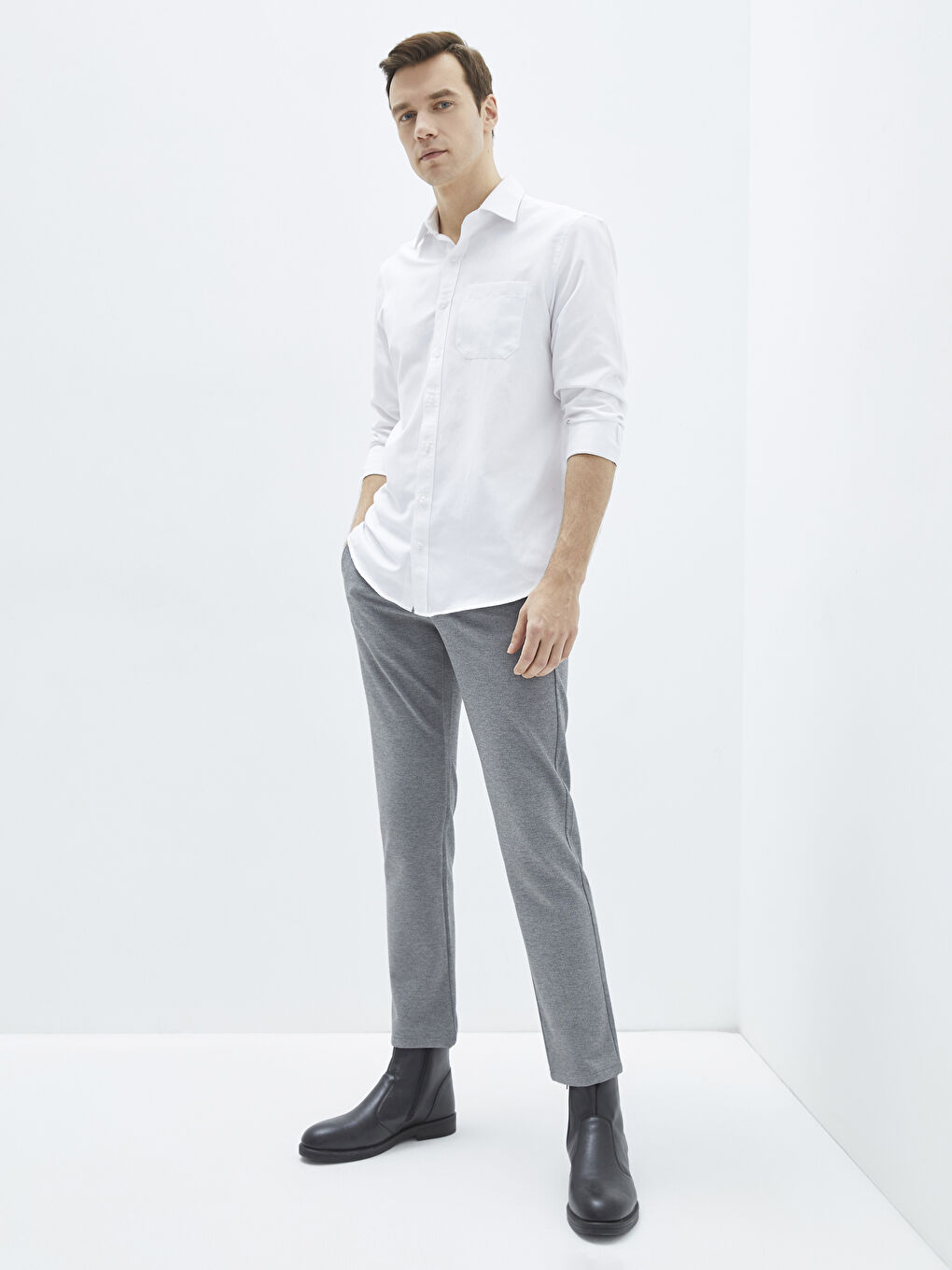 Gri Slim Fit Erkek Pantolon-1