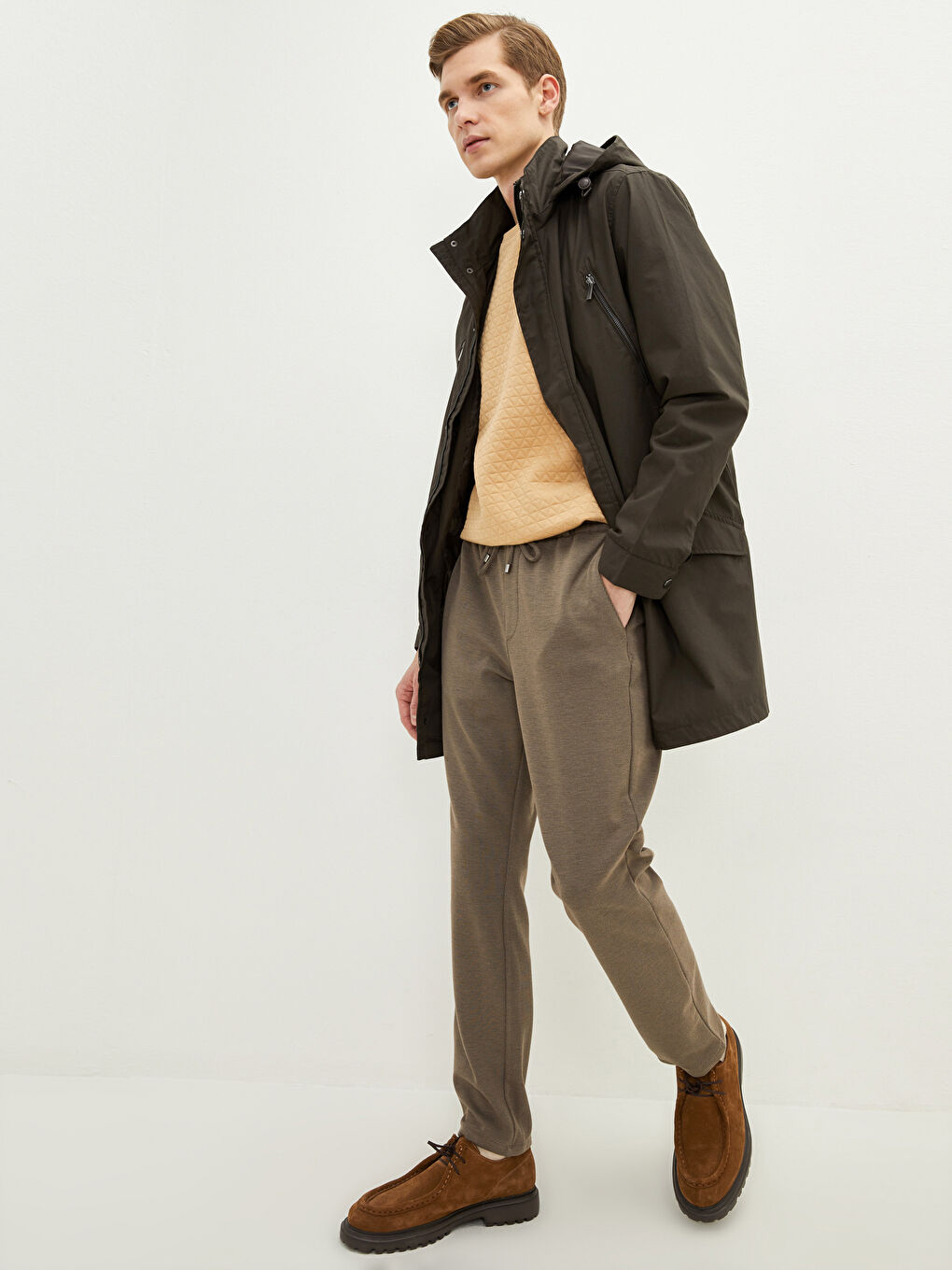 Kahverengi Slim Fit Erkek Pantolon-1