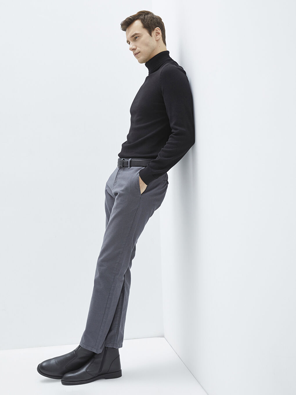 Standard Fit Textured Men's Trousers-1