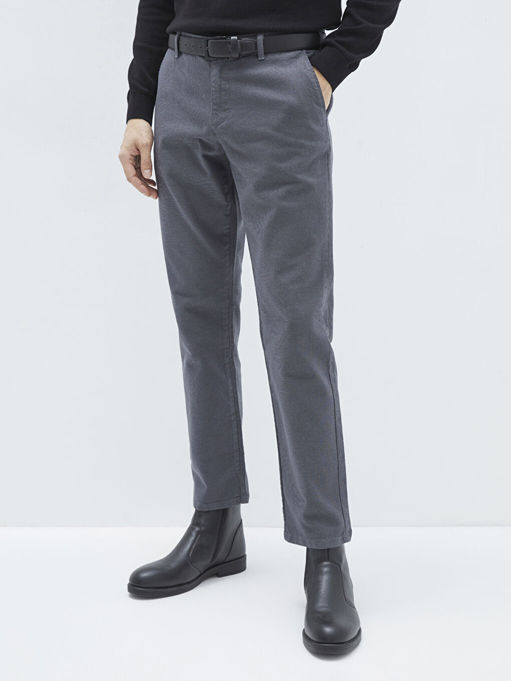Standard Fit Textured Men's Trousers-3