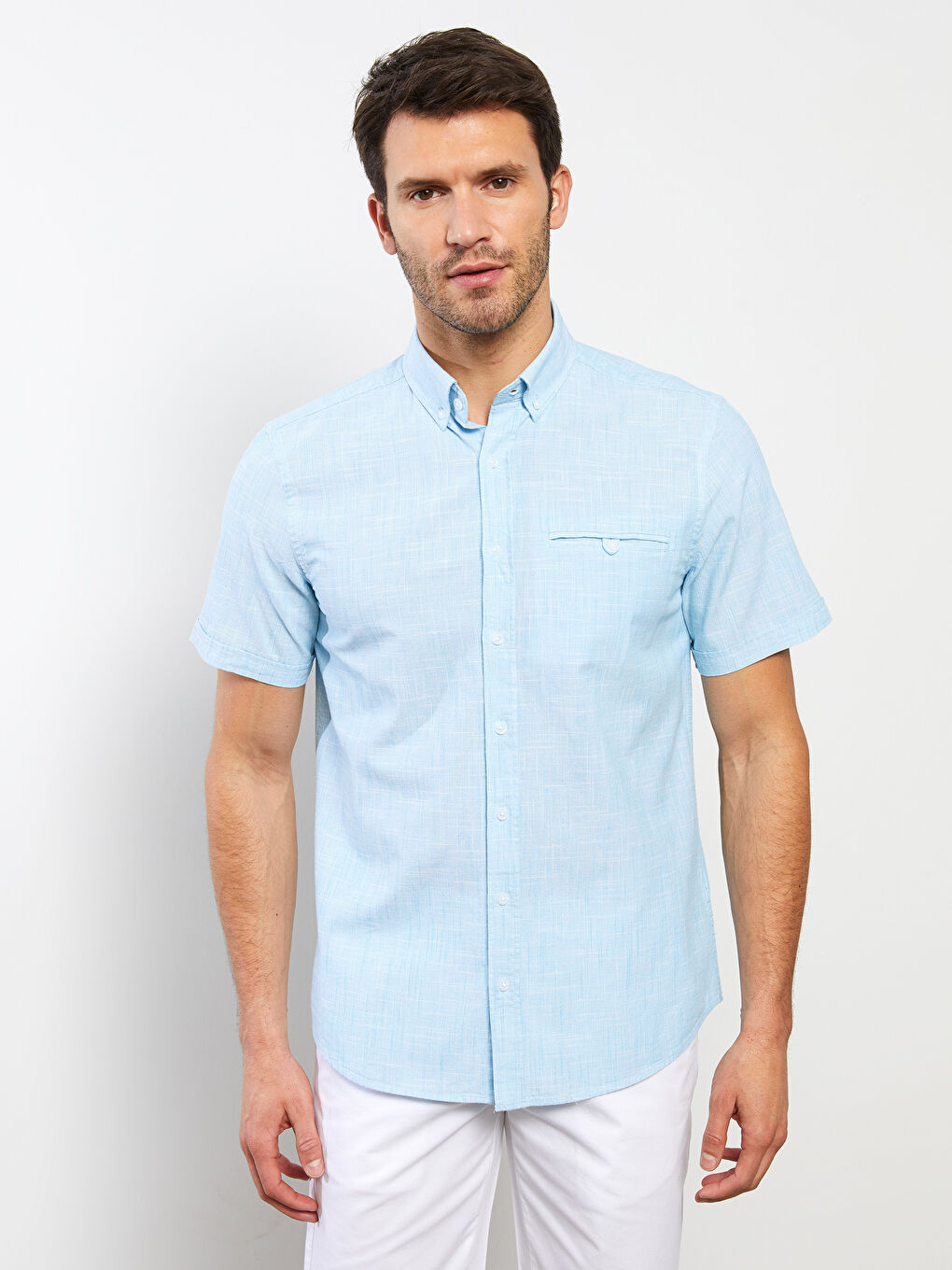 Turkuaz Regular Fit Kısa Kollu Erkek Gömlek-3