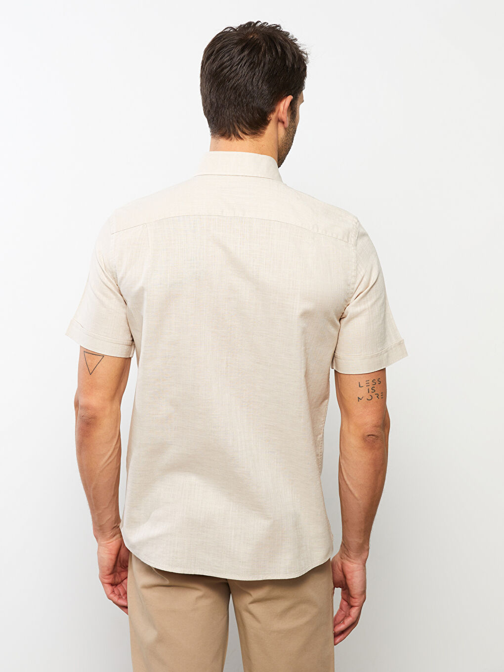 Regular Fit Short Sleeve Linen Blend Men's Shirt -S29568Z8-S41