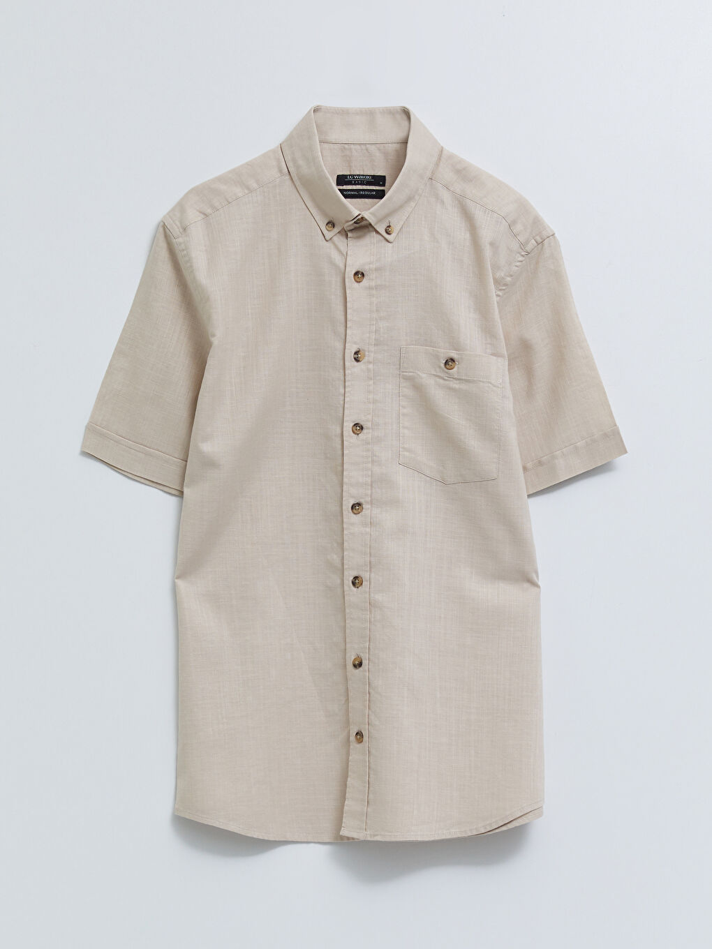Regular Fit Short Sleeve Linen Blend Men's Shirt -S29568Z8-S41