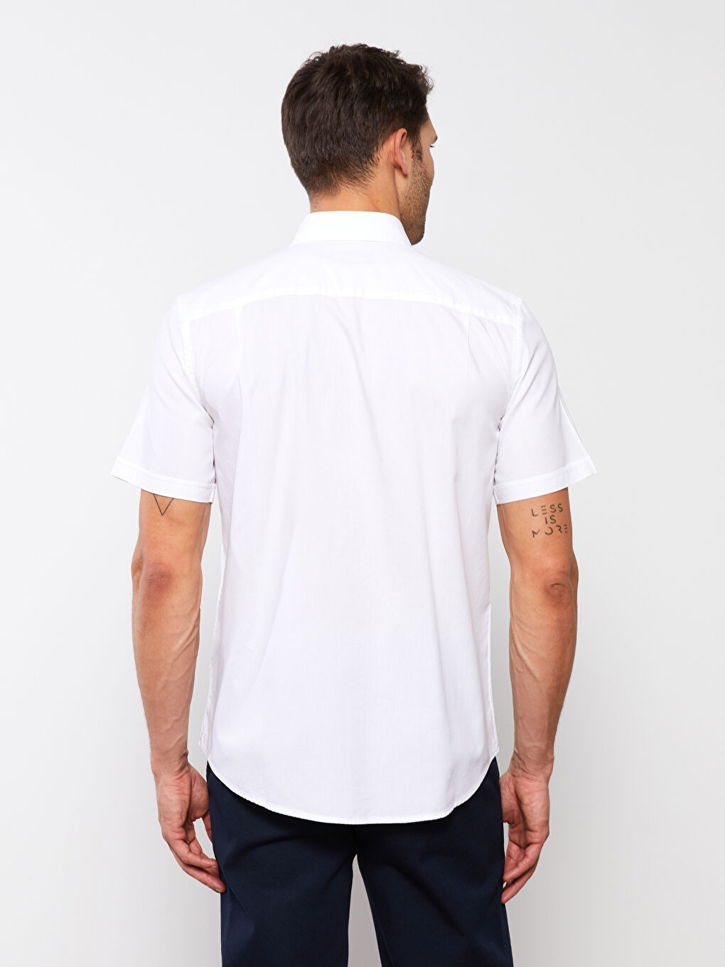 Beyaz Regular Fit Kısa Kollu Oxford Erkek Gömlek-3