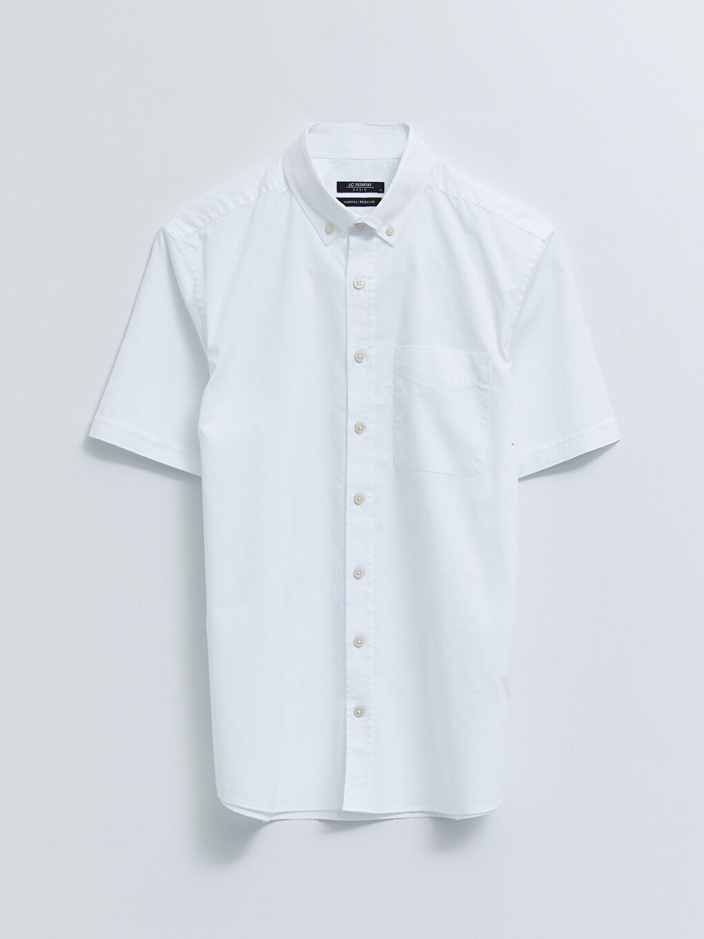 Beyaz Regular Fit Kısa Kollu Oxford Erkek Gömlek-4