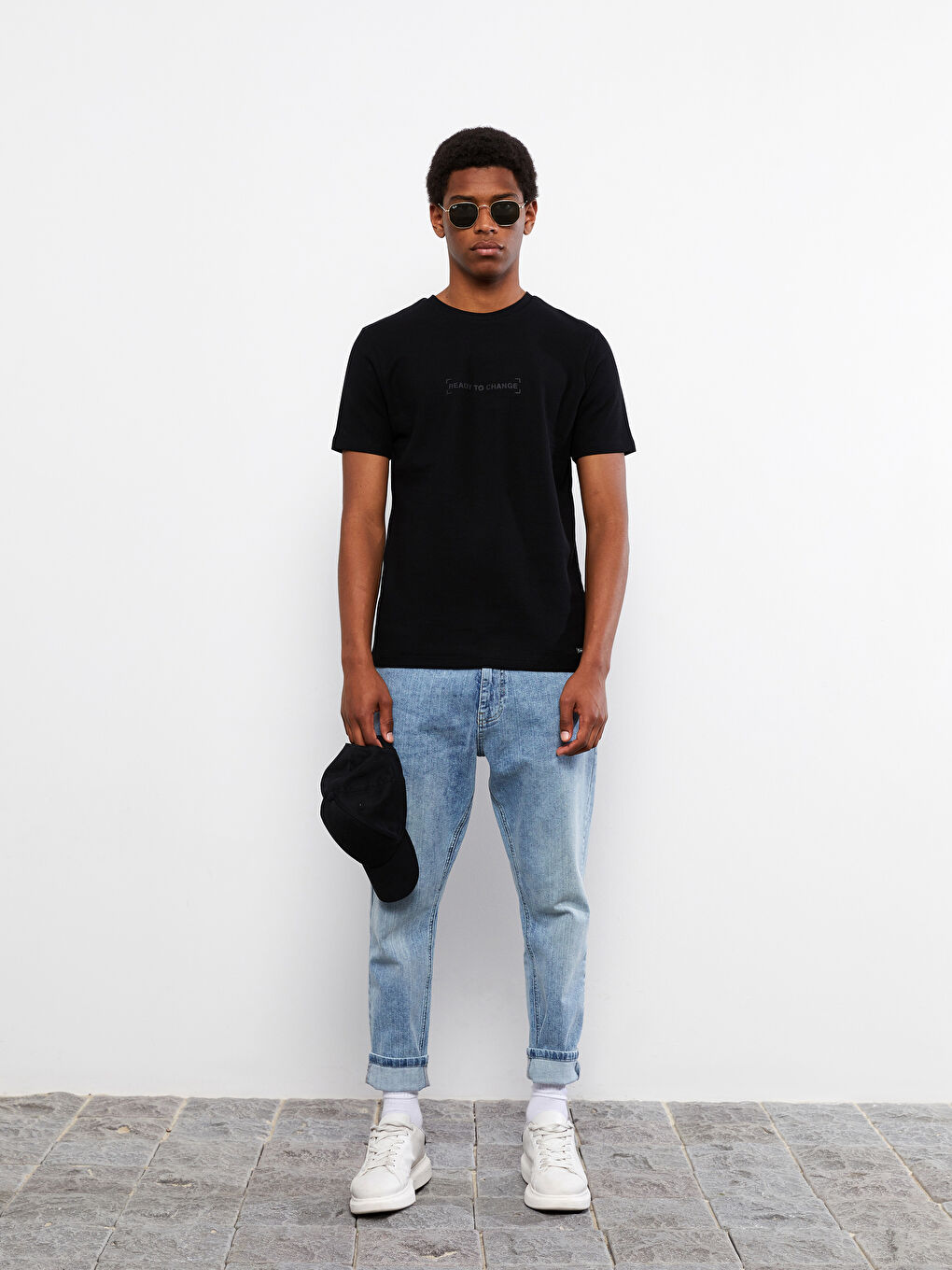 تيشيرت رجالي ياقة دائرية كم قصير مطبوع قطن ممشط-3