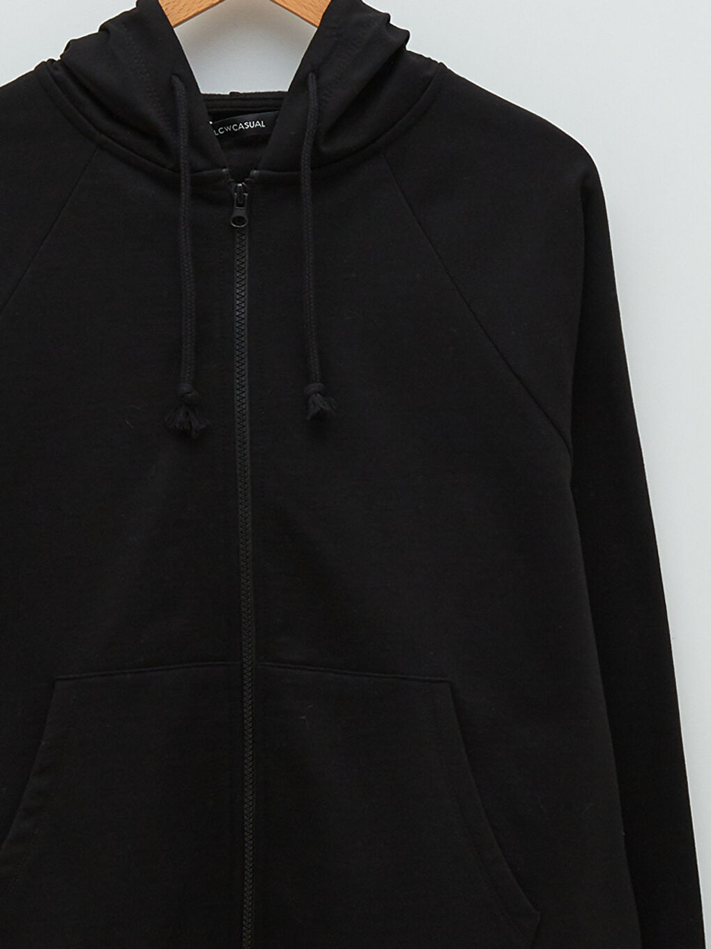 Siyah Kapüşonlu Düz Uzun Kollu Kadın Spor Hırka-7