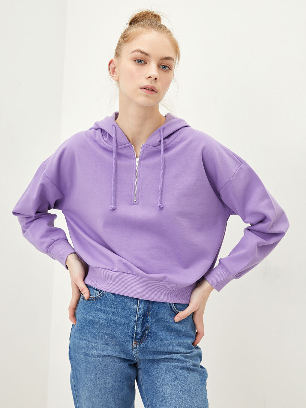 Plain Long Sleeve Women's Hoodie-1