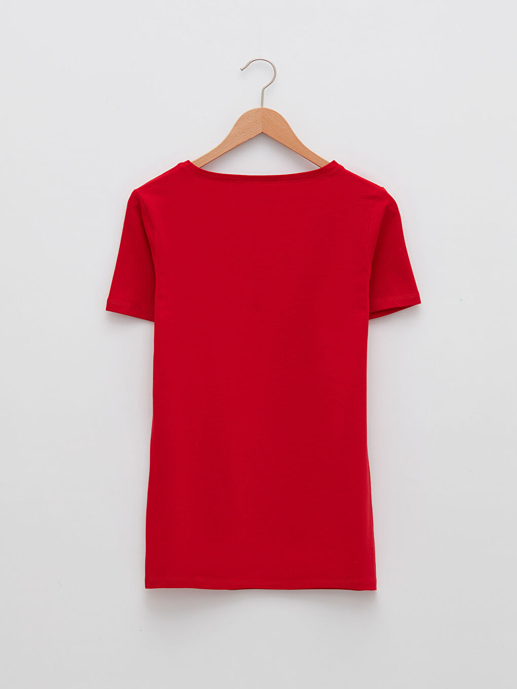 تيشيرت نسائي بياقة على شكل حرف V سادة بأكمام قصيرة-5