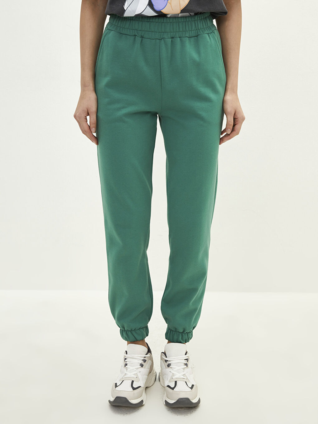 әйелдерге арналған серпімді белдік стандартты қалтасы бар джоггер спорттық шалбары-2