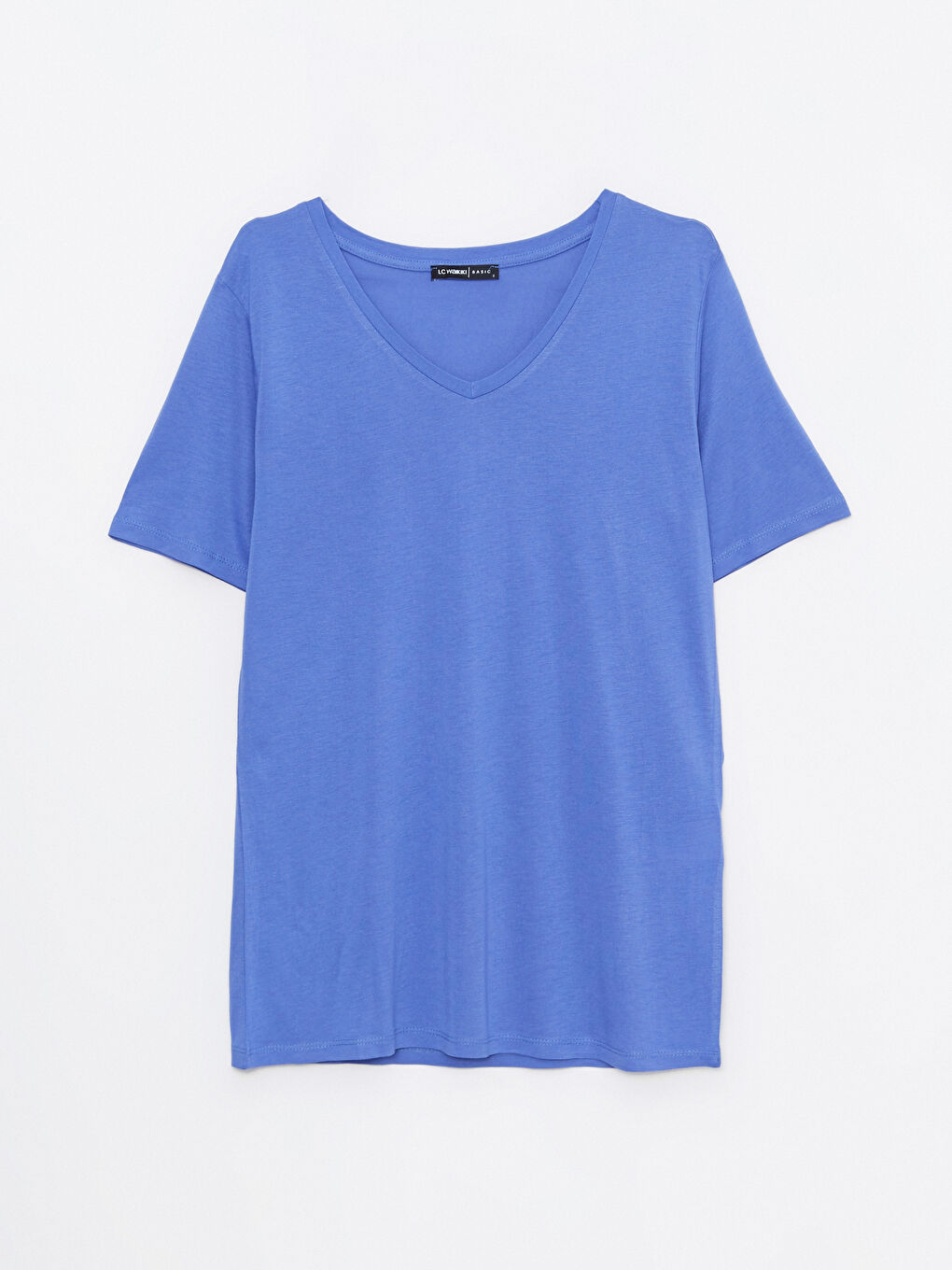V-Neck Plain Short Sleeve Women's T-Shirt-5