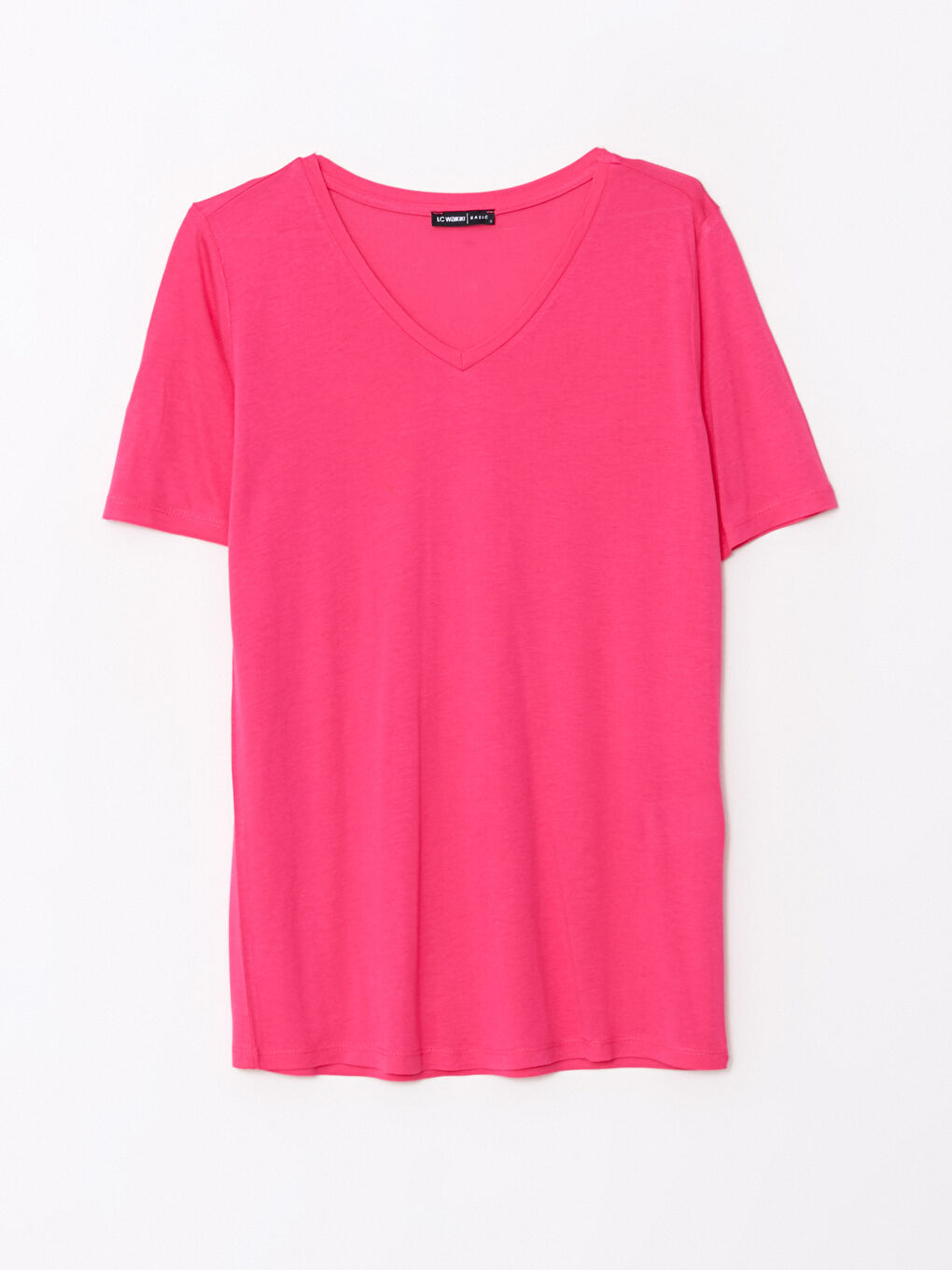V-Neck Plain Short Sleeve Women's T-Shirt-5