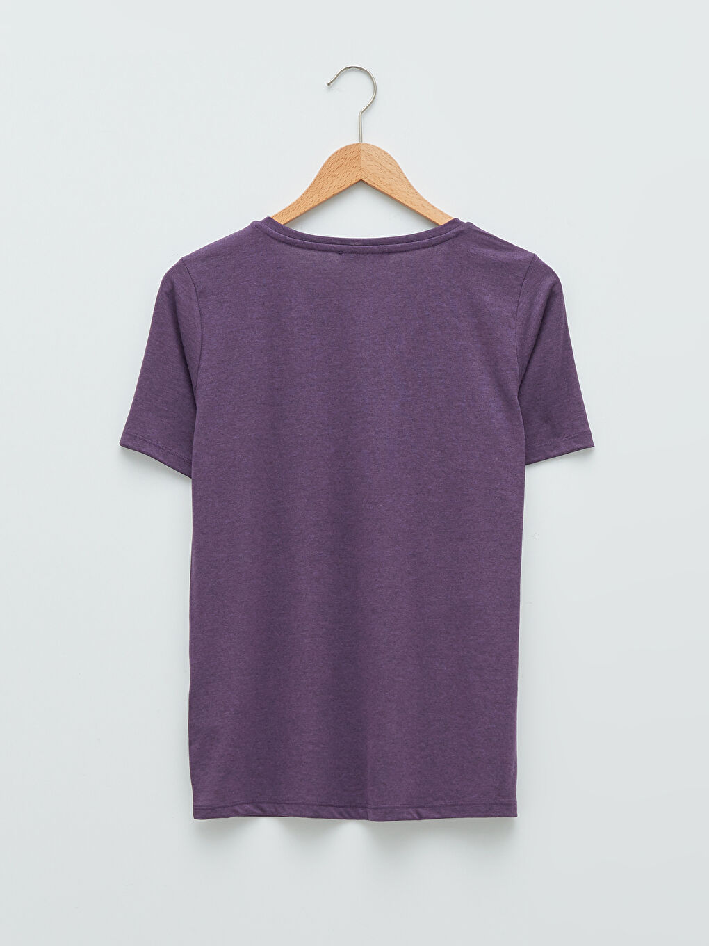 V-Neck Plain Short Sleeve Women's T-Shirt-6