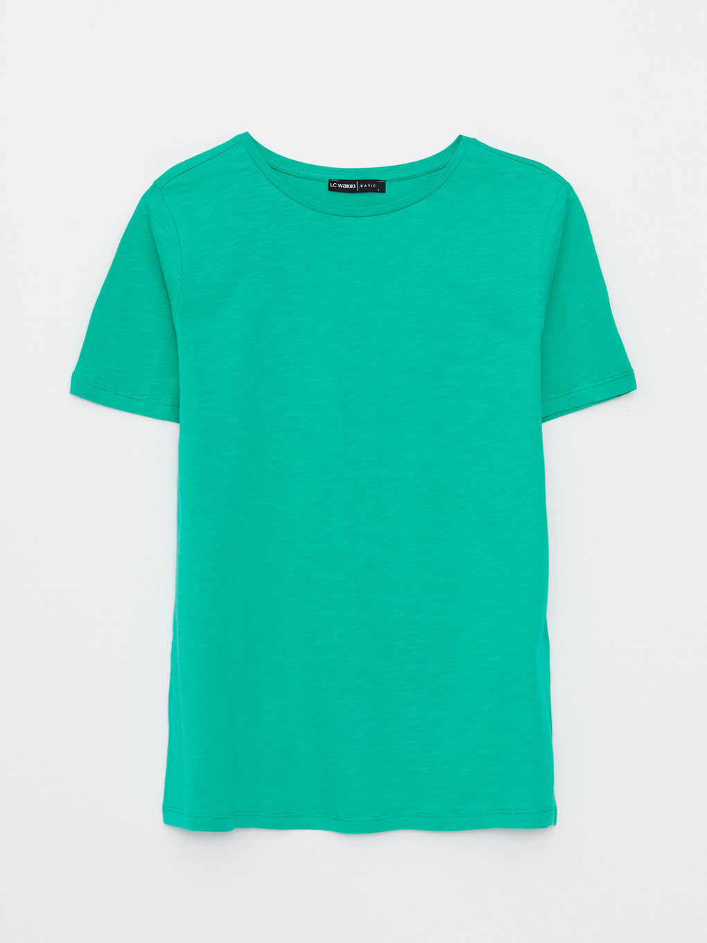 Crew Neck Straight Short Sleeve Cotton Women's T-shirt-5