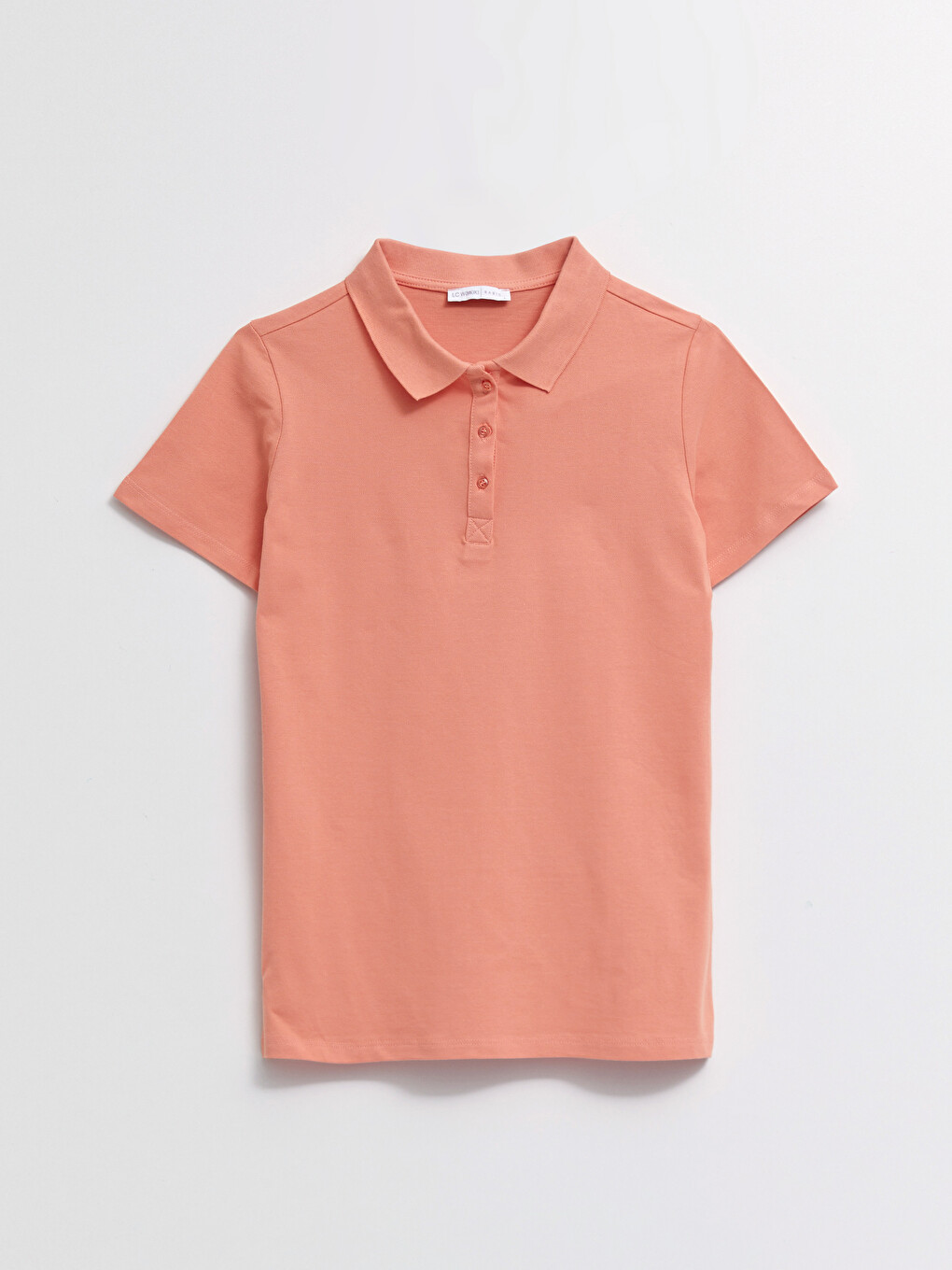 Polo Neck Straight Short Sleeve Cotton Women's T-shirt-5