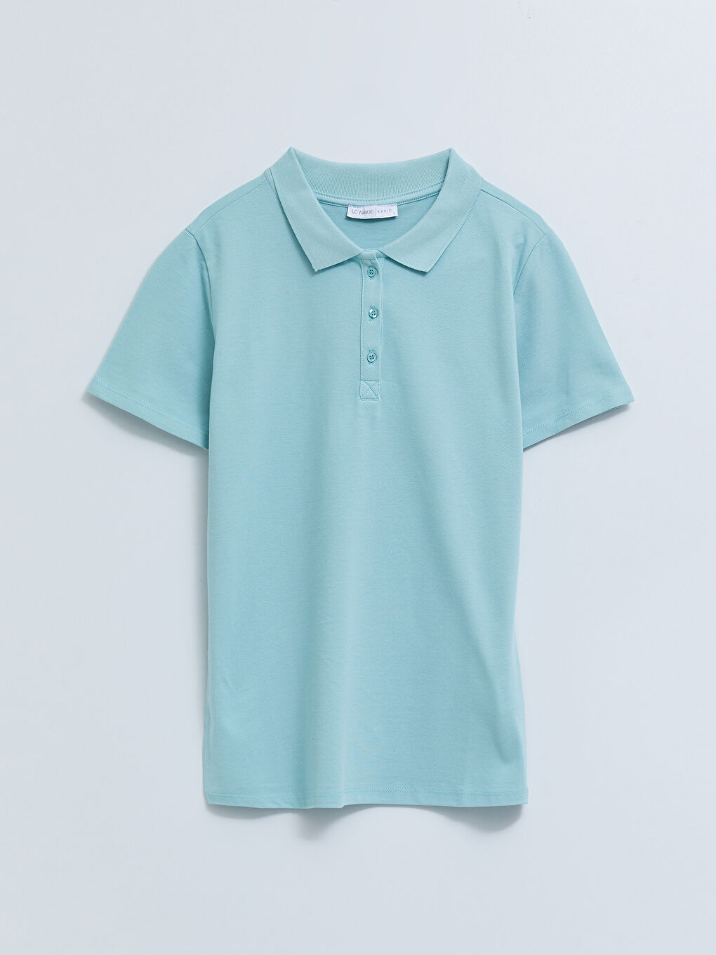 Polo Neck Straight Short Sleeve Cotton Women's T-Shirt-6