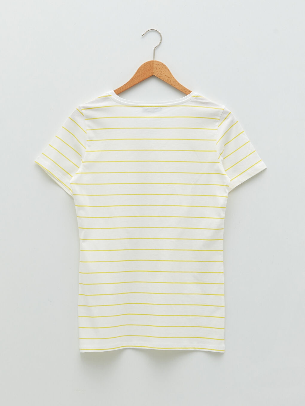 V Neck Striped Short Sleeve Cotton Women's T-Shirt-6