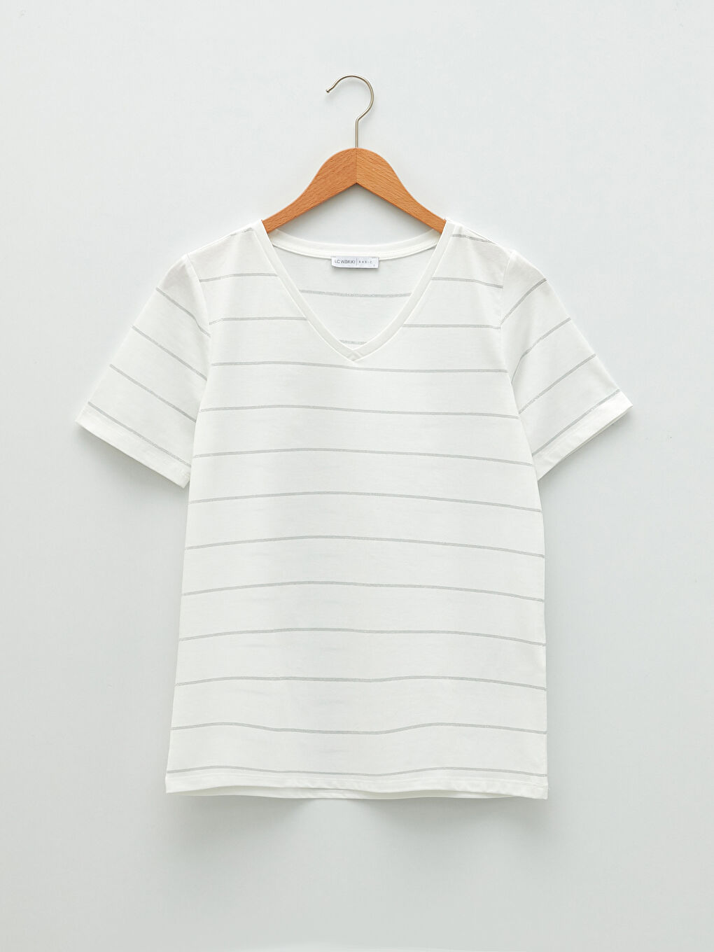 V-Neck Striped Short Sleeve Women's T-Shirt-6