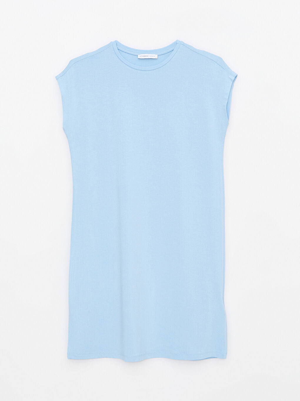 Mavi Bisiklet Yaka Düz Kısa Kollu Kadın Tunik-6