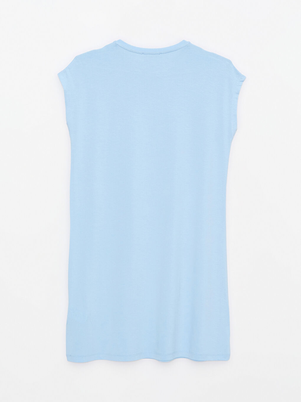 Mavi Bisiklet Yaka Düz Kısa Kollu Kadın Tunik-7