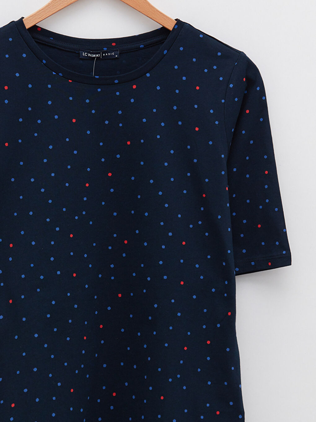LCWAIKIKI Basic Crew Neck Polka Dot Short Sleeve Cotton Women's T-Shirt -S29642Z8-LSH