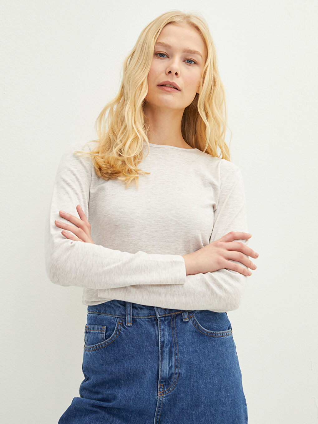 Bej Bisiklet Yaka Kadın Bodysuit-3