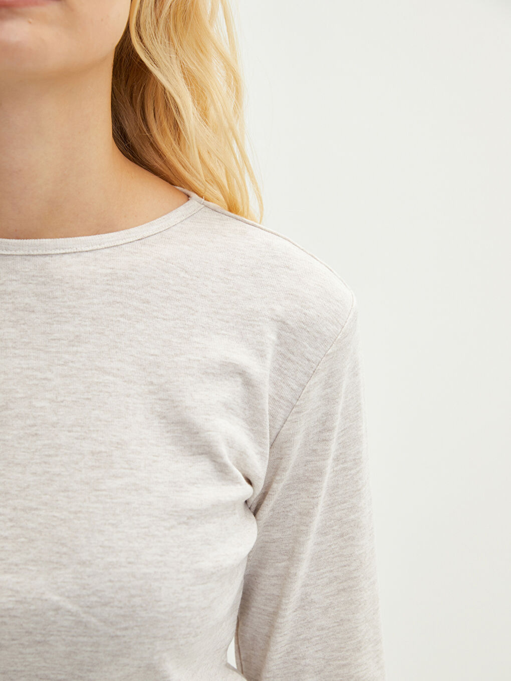 Bej Bisiklet Yaka Kadın Bodysuit-4