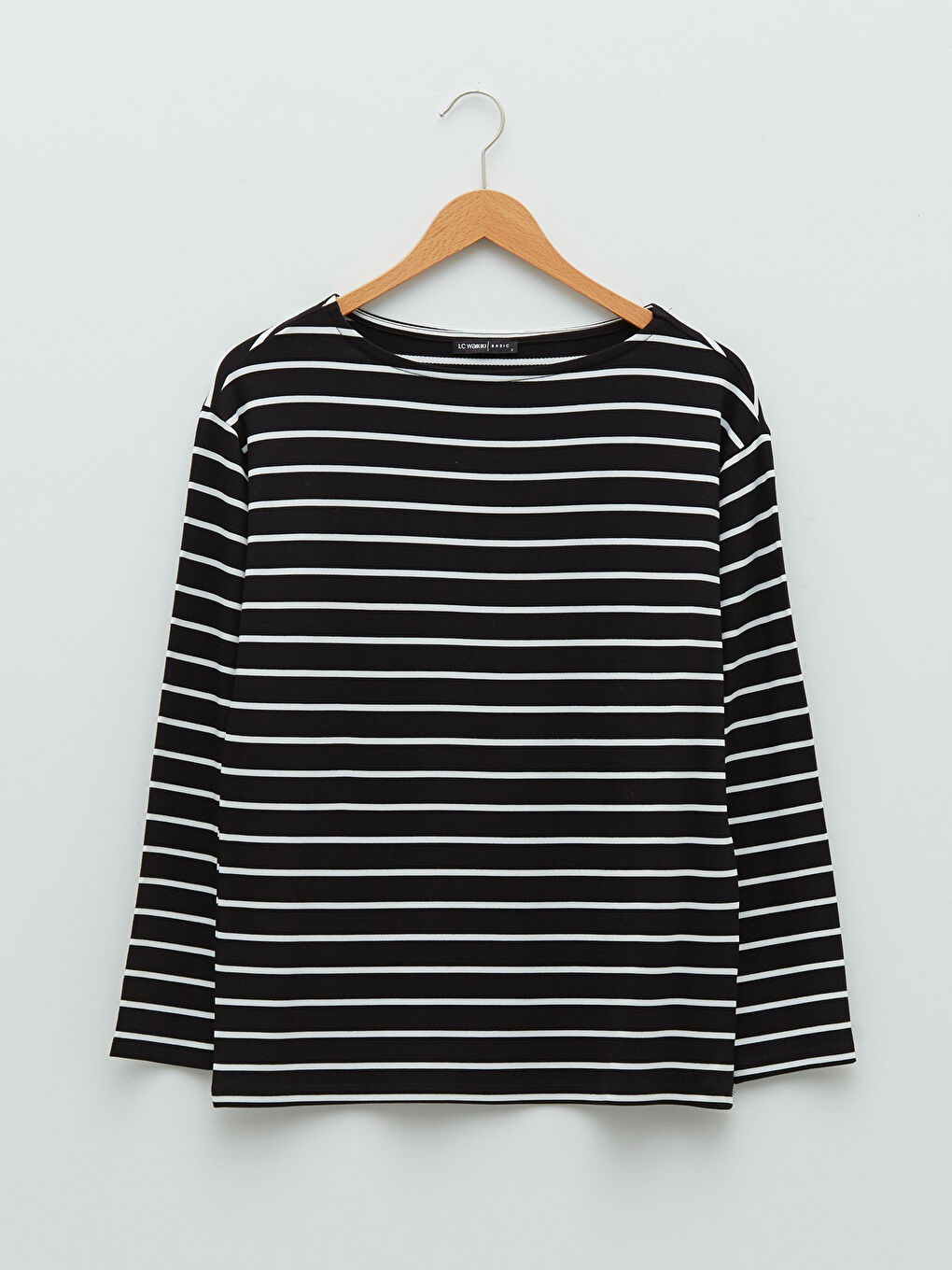 Crew Neck Striped Long Sleeve Women's T-Shirt-5