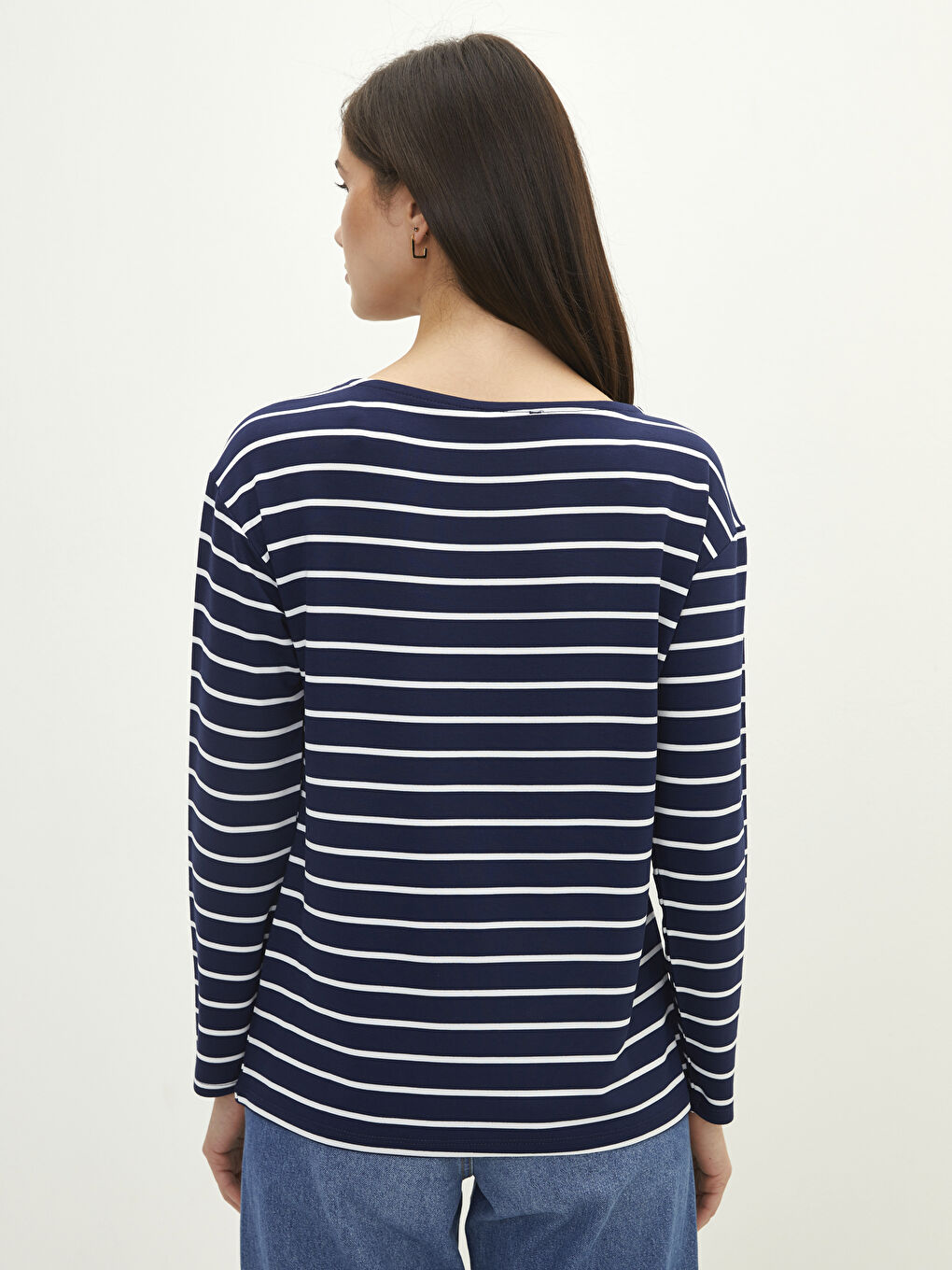 Crew Neck Striped Long Sleeve Women's T-Shirt-4