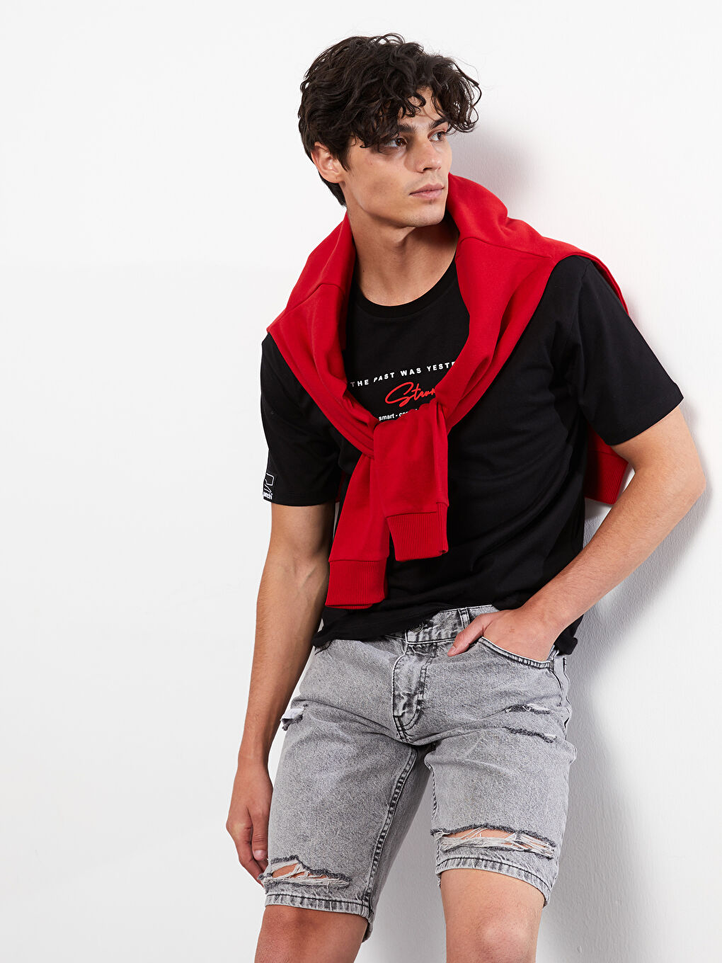 Gri Standart Kalıp Erkek Jean Şort