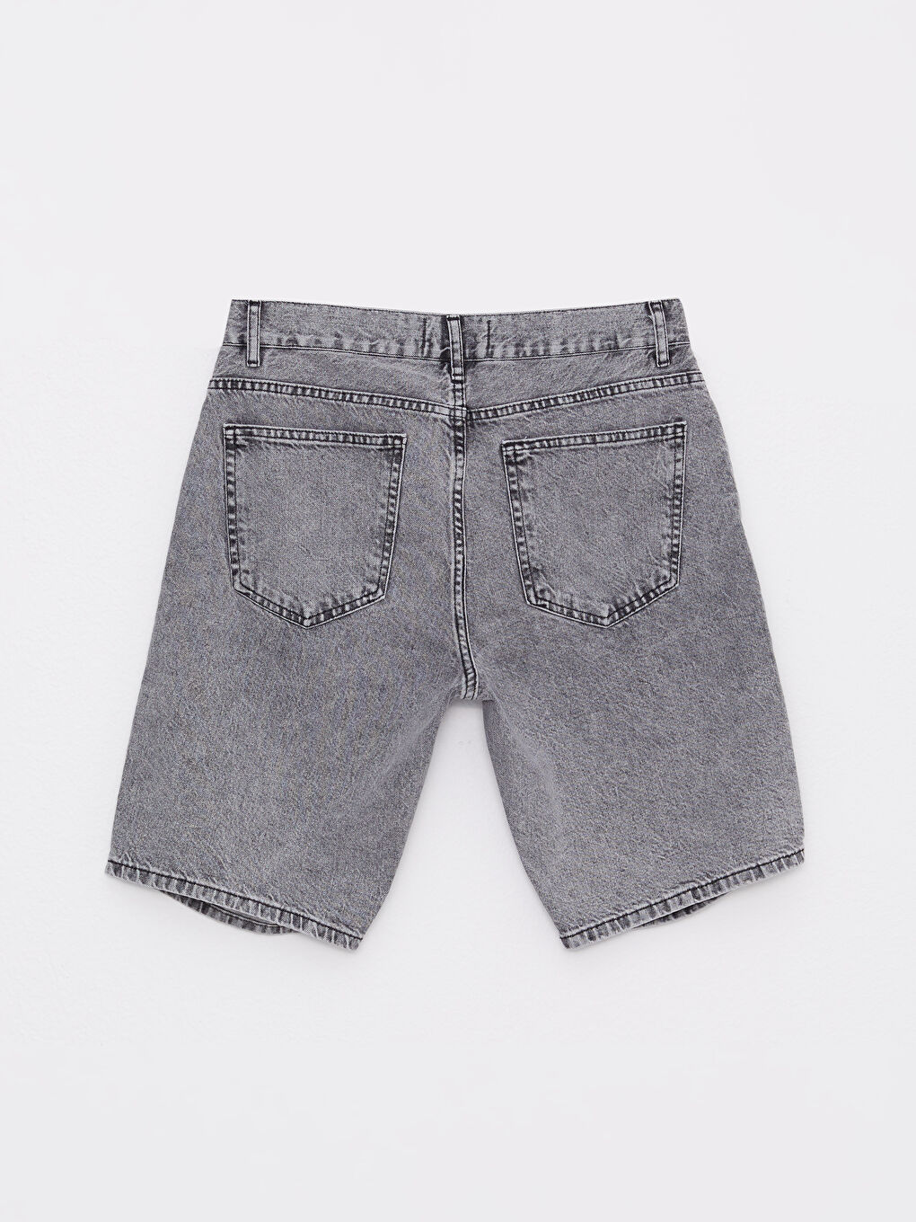Gri Standart Kalıp Erkek Jean Şort-5