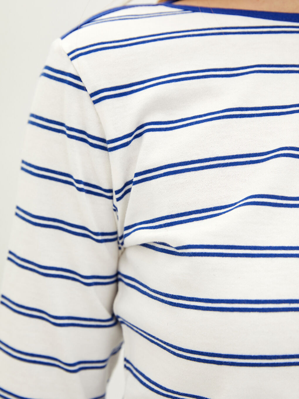 Mavi Bisiklet Yaka Çizgili Kadın Body-3