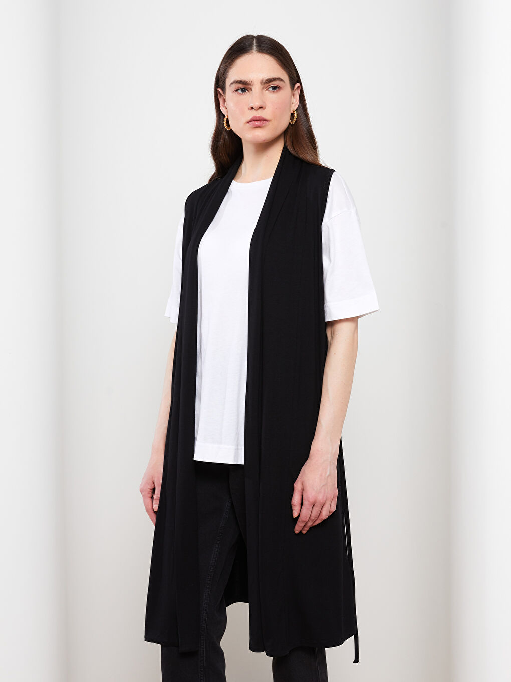 Gilet Uni à Col Châle pour Femmes