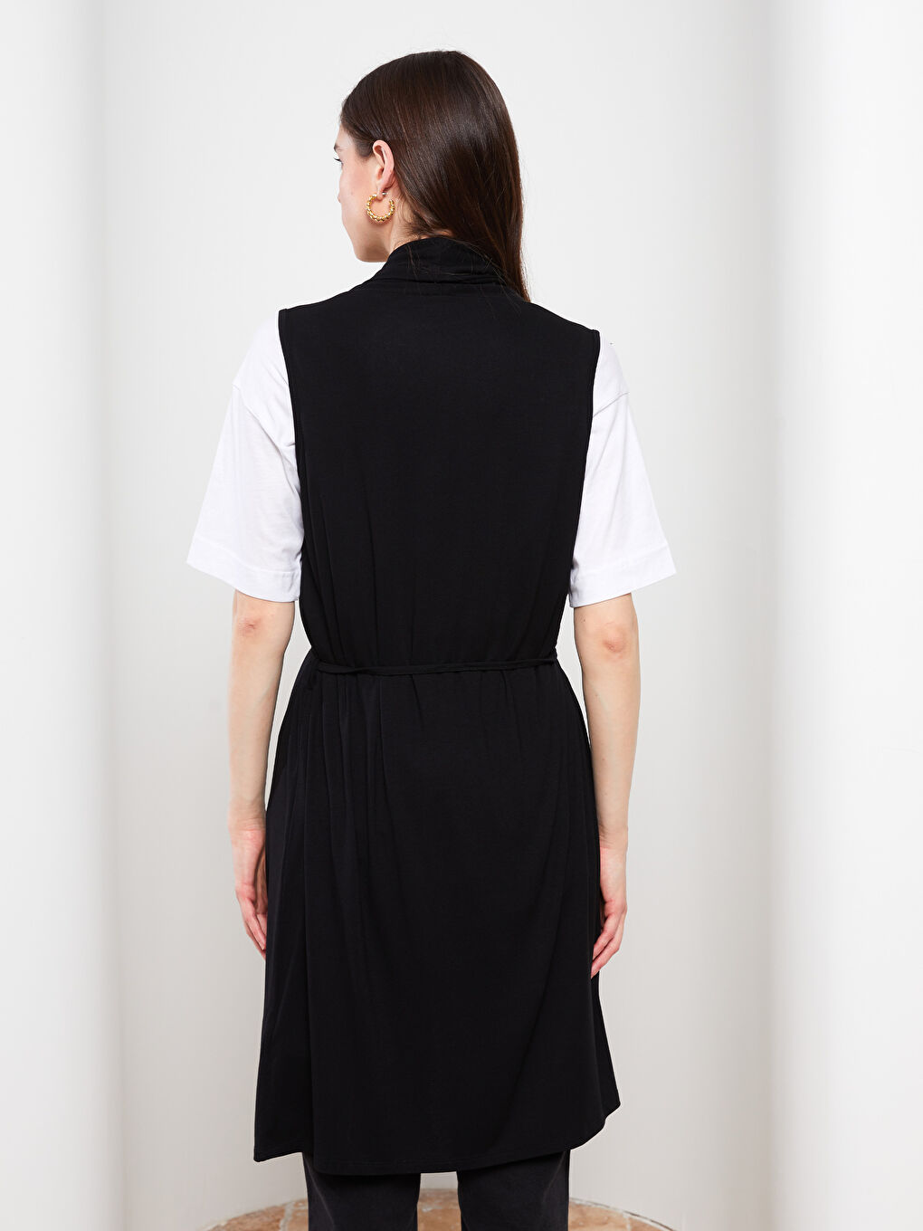 Gilet Uni à Col Châle pour Femmes-4