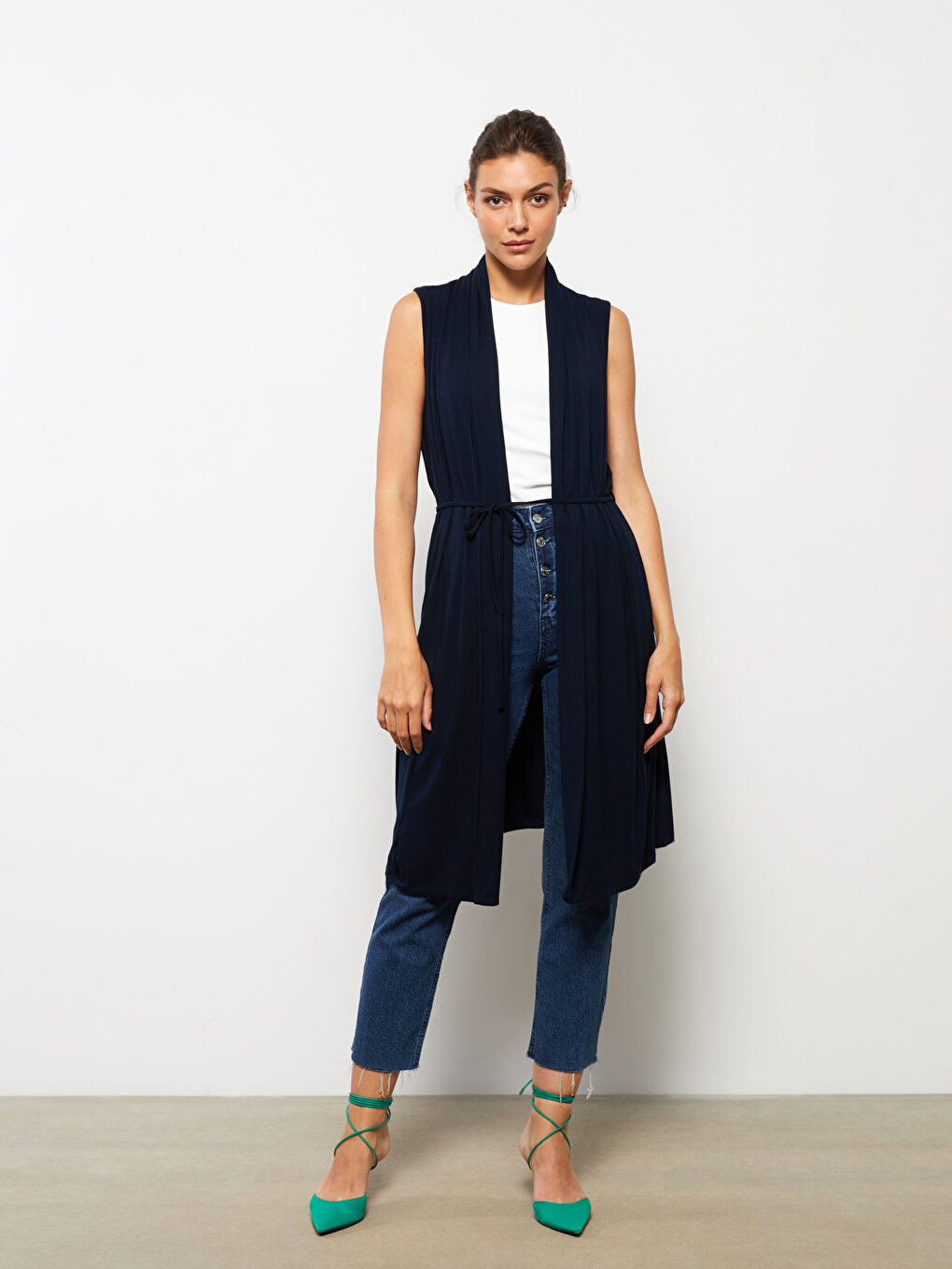 Gilet Uni à Col Châle pour Femmes