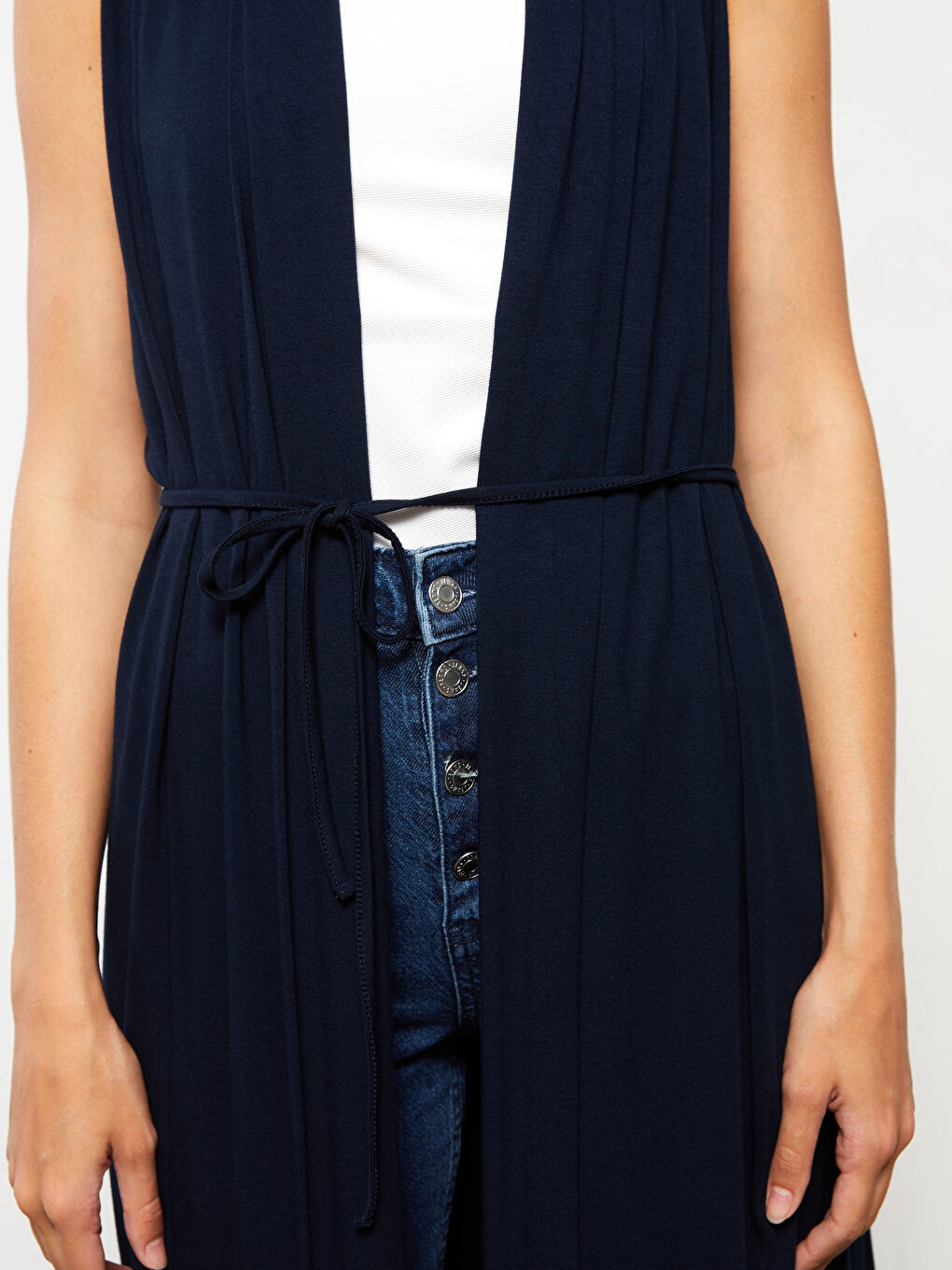 Gilet Uni à Col Châle pour Femmes-3