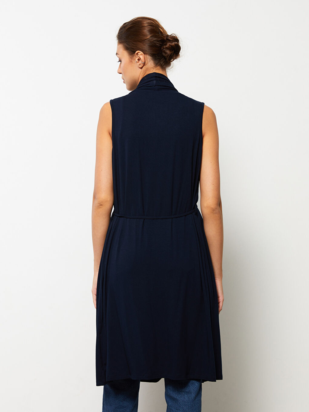 Gilet Uni à Col Châle pour Femmes-4