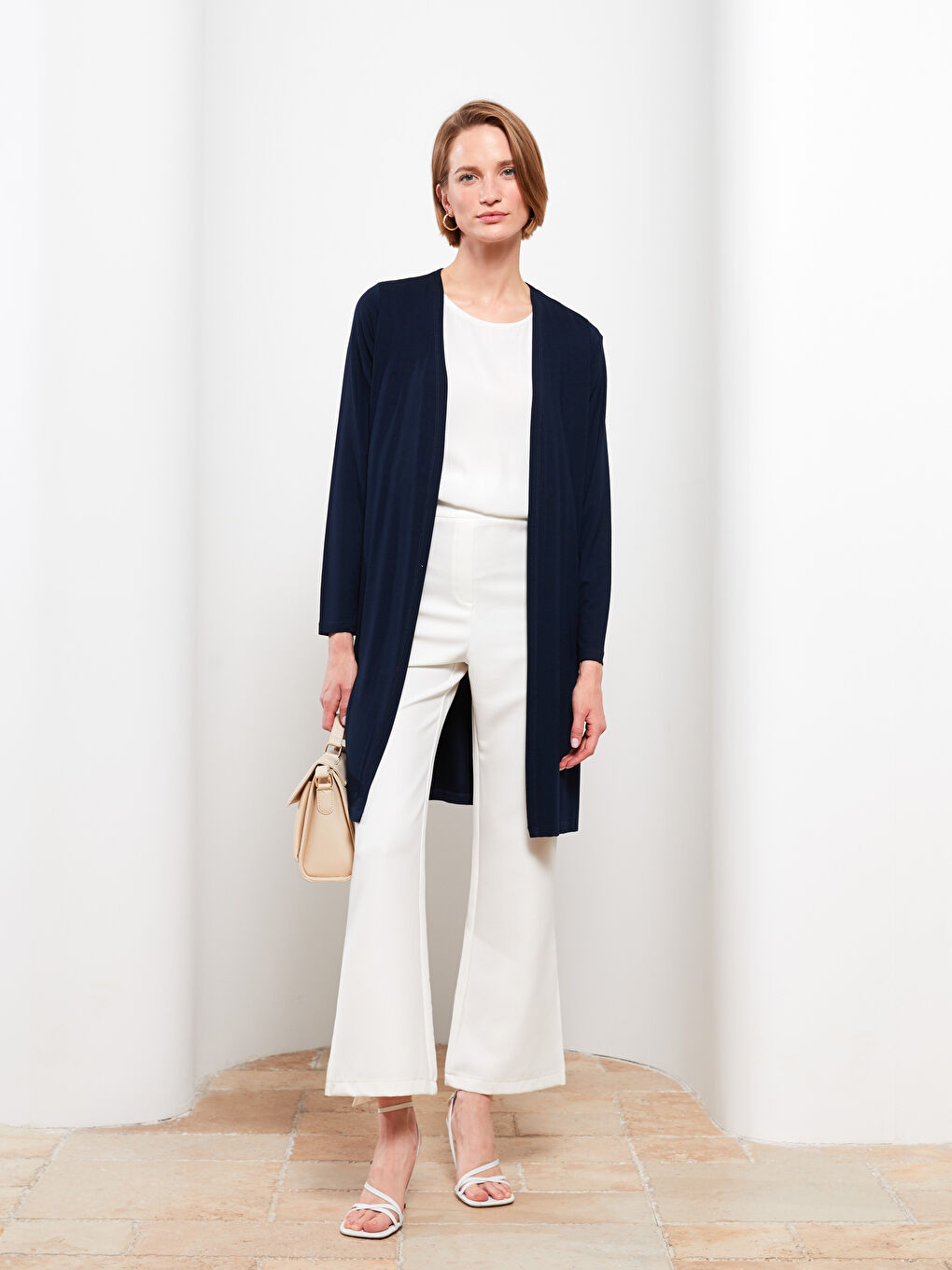 Shawl Collar Plain Long Sleeve Women's Cardigan-1